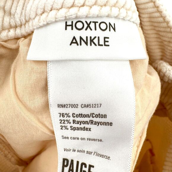 PAIGE Hoxton Ankle Cream Corduroy Pants Jeans Size 31 - Picture 6 of 6